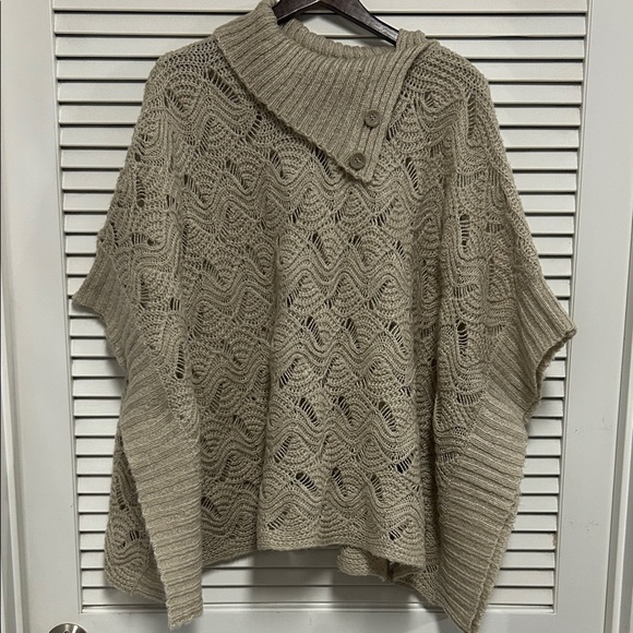 Vintage America Sweaters - Vintage America Cable Knit Poncho - Taupe